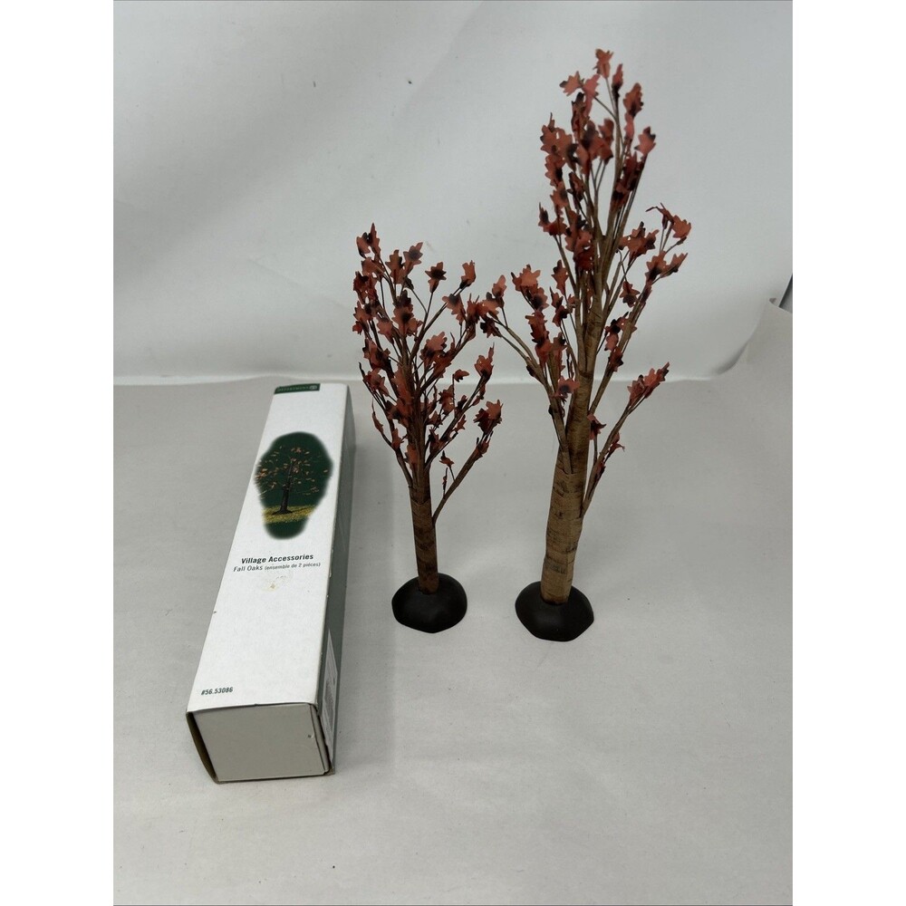 Dept 56 Village Accessories Set of 2 Fall Oak Trees 2002 #53086